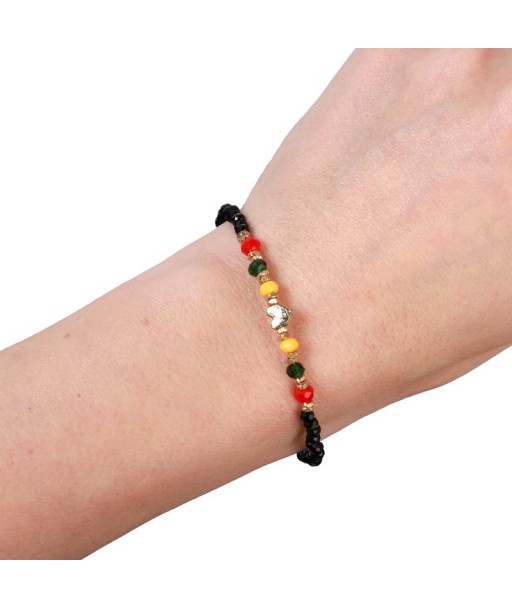 Juodų karoliukų apyrankė su širdele ir trispalve